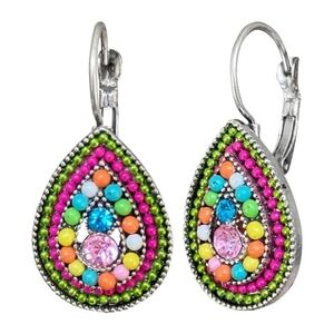 Colorful Teardrop Bead Earrings - Multicolor Statement Jewelry